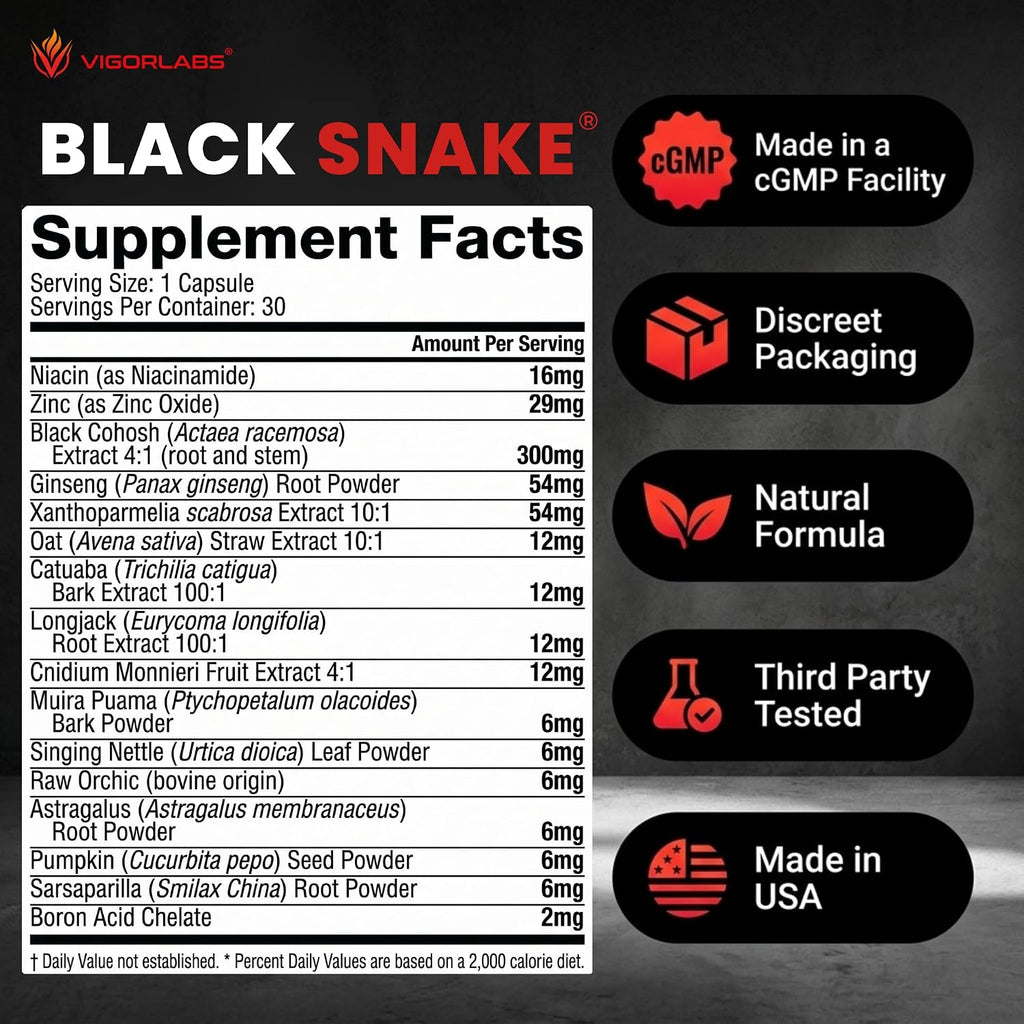 Vigor Labs Black Snake – Male Performance Capsules (30 Capsules)