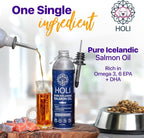HOLI Aceite de Salmón para Perros y Gatos | Suplemento Líquido de Omega 3 EPA + DHA | Apoya la Piel, el Pelaje, las Articulaciones y la Salud Cardíaca