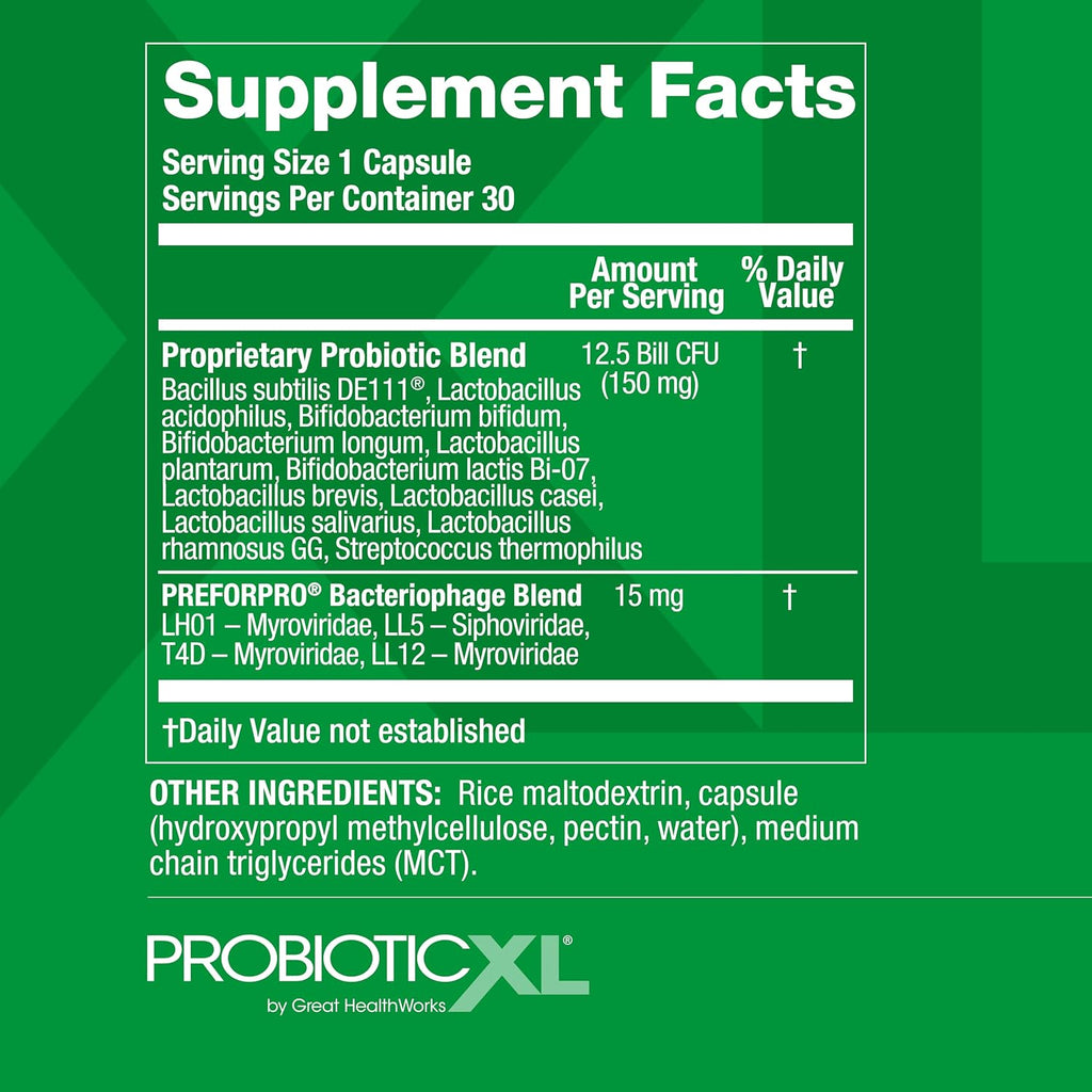 OmegaXL ProbioticXL - Prebiótico y Probiótico, 11 Cepas, 12.5 mil millones UFC, 30 Cápsulas Vegetales