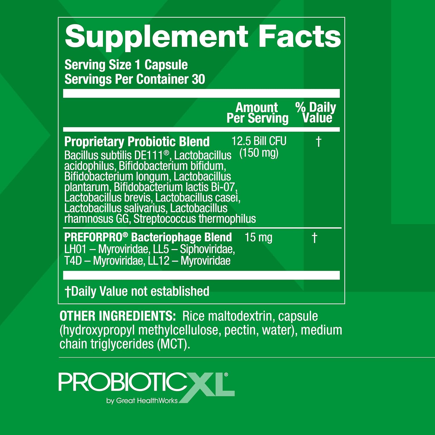 OmegaXL ProbioticXL - Prebiótico y Probiótico, 11 Cepas, 12.5 mil millones UFC, 30 Cápsulas Vegetales