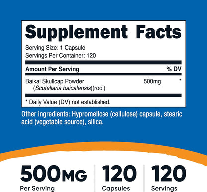 Nutricost Escutelaria Baicalensis 500mg, 120 Cápsulas Vegetales - No Transgénico, Sin Gluten – Image 2