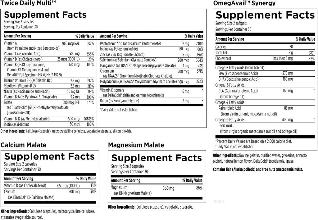 Designs for Health Twice Daily Essential Packets - Paquetes multivitamínicos diarios con Omega-3