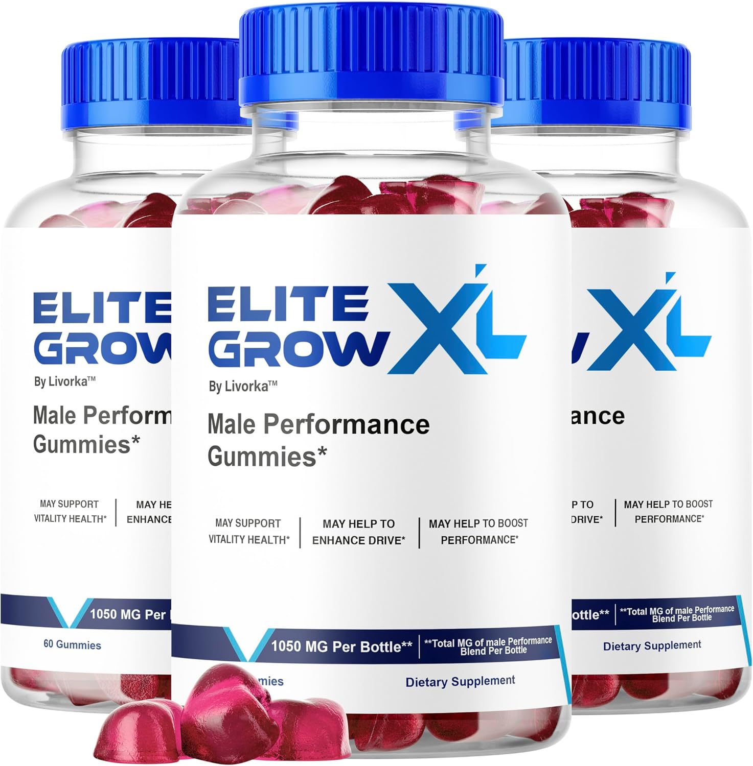 Elite Grow XL Gummies (3 Pack) - Gominolas para Hombres, Fórmula Premium Natural, 180 Gominolas