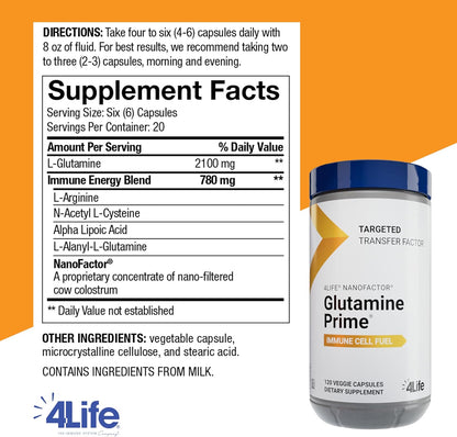 4Life Targeted Transfer Factor Glutamine Prime – 120 Cápsulas Veganas – Image 2