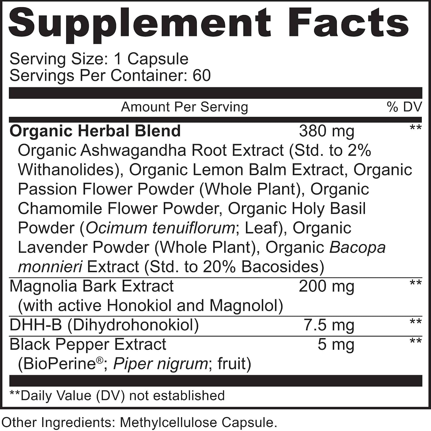 MoxyVites DHH-B Supplement - Extracto Bioactivo de Corteza de Magnolia con Ashwagandha Orgánica, 60 Cápsulas Veganas