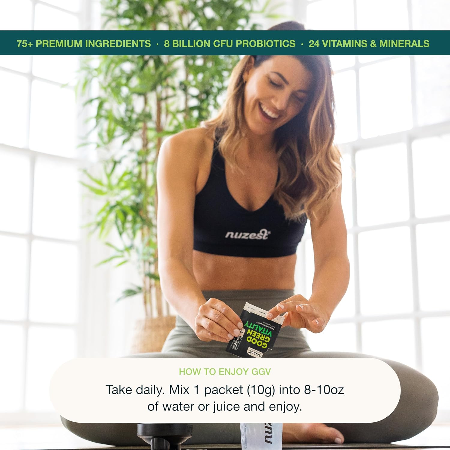 Nuzest Good Green Vitality – Polvo de Súper Verduras con Vitaminas, Minerales y Probióticos – 10g (Pack de 5)
