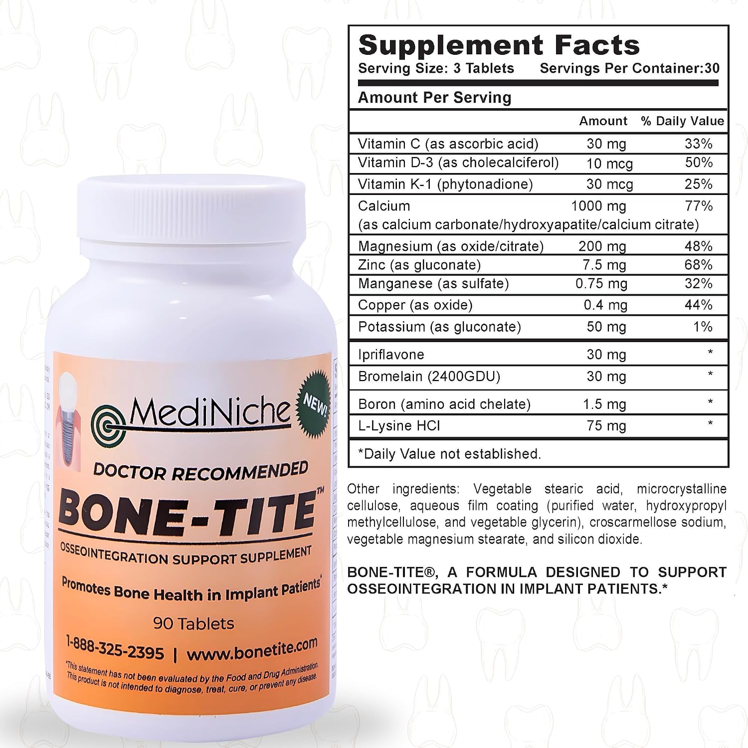 Bone-Tite Osseointegration Support Supplement | 90 Tablets