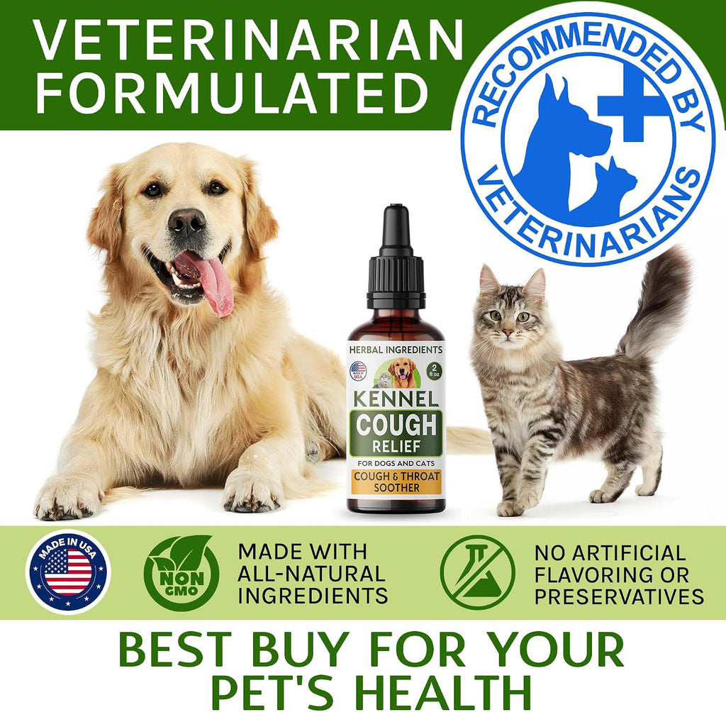 Kennel Cough Treatment para Perros y Gatos - Alivio de la Tos - Gotas Herbales - 60 ml