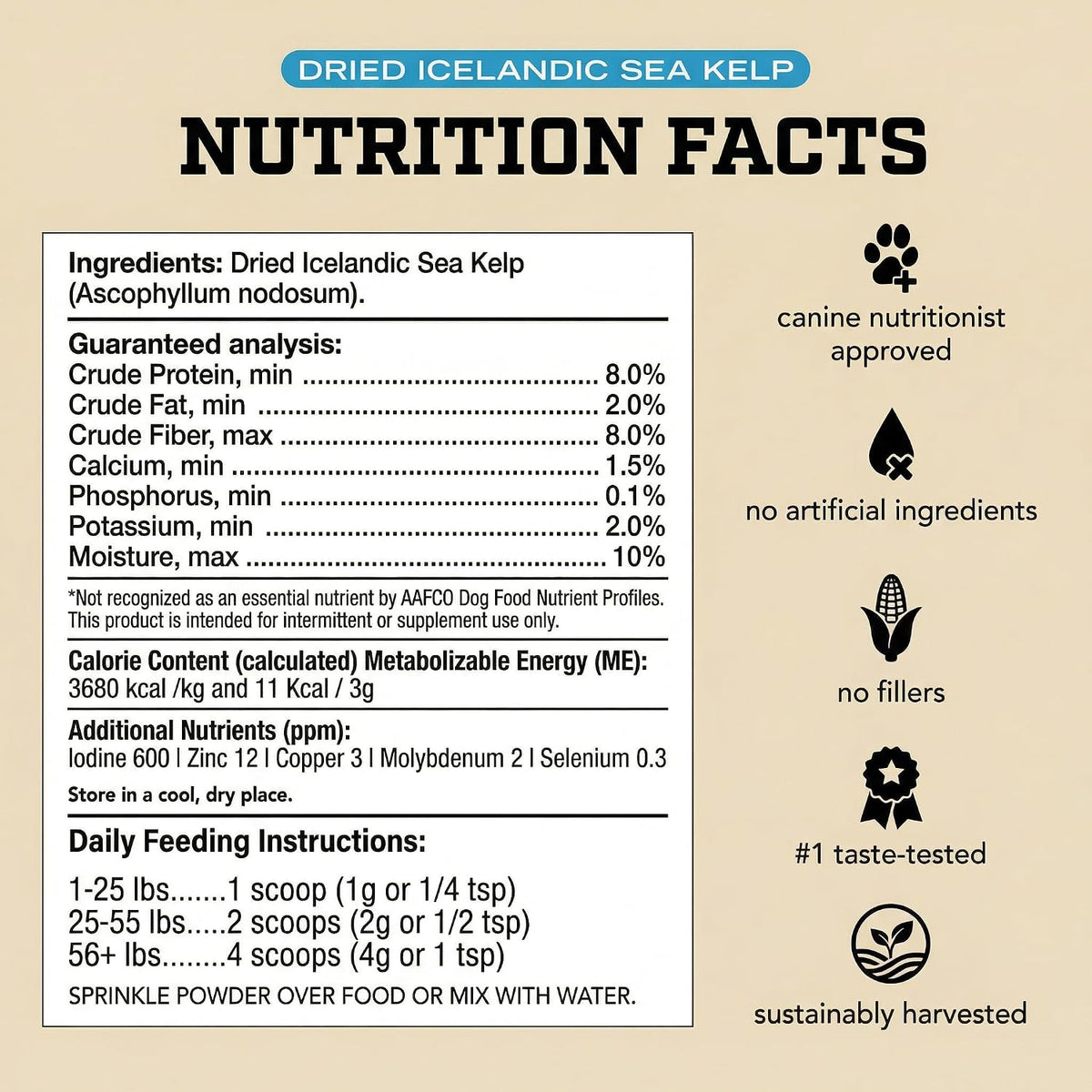 Organic Kelp Powder for Dogs - Alga Kelp – Salud dental y alergias: Los nutrientes del kelp pueden favorecer una – Image 7
