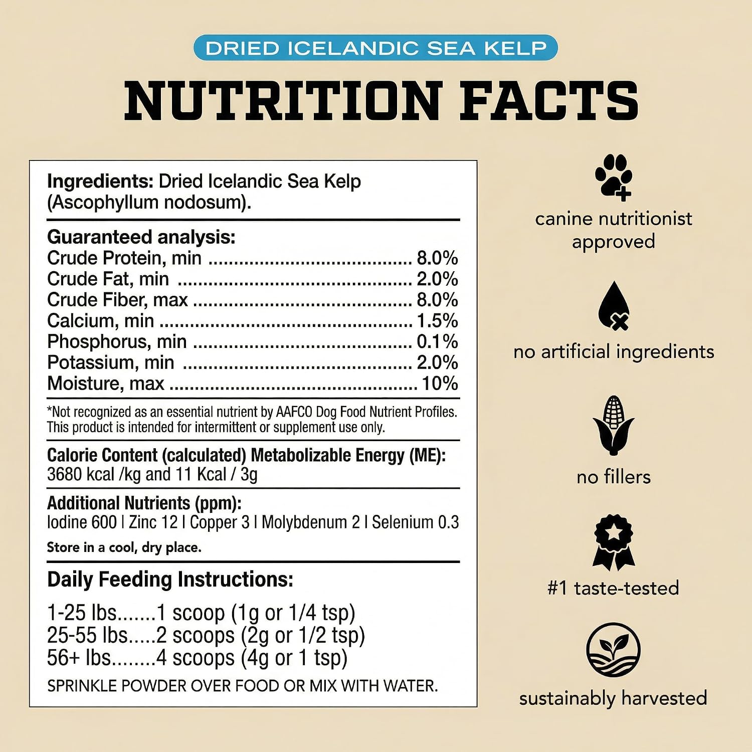 Organic Kelp Powder for Dogs - Alga Kelp Orgánica en Polvo para Perros y Gatos