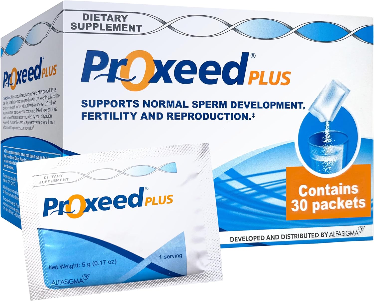 Proxeed Plus - Suplemento para la fertilidad masculina - 30 sobres (Paquete de 1)