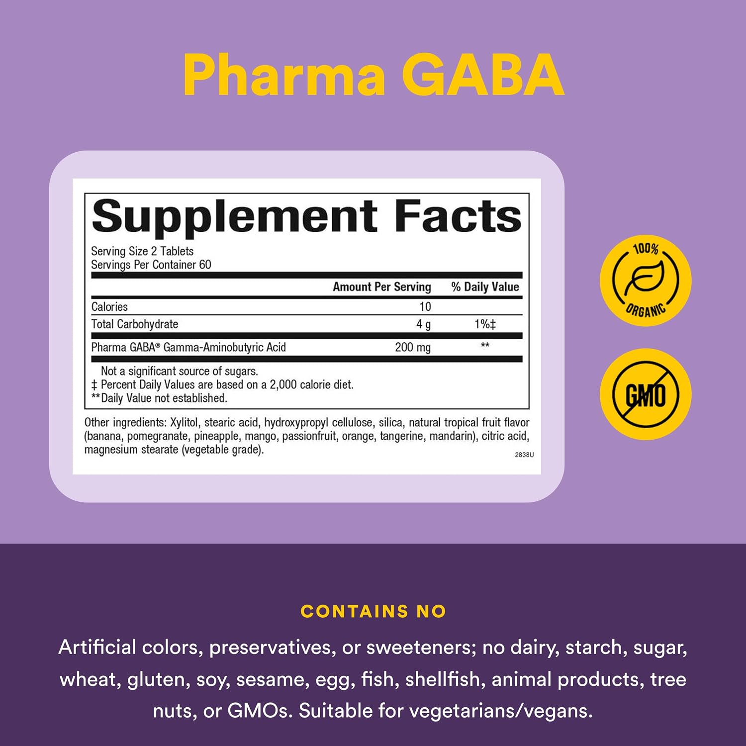 Natural Factors Pharma GABA - 120 Comprimidos Masticables (60 Dosis)