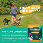 Happy Go Healthy Complemento Diario para Perros | Probióticos y Prebióticos con Aceite de Salmón y Algas | 120 unidades
