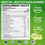 Multivitamínico para Hombres 50+ Sin Azúcar con Omega-3, CoQ10, D3K2, Calcio, Magnesio, Zinc y Vitaminas A, C y E - 60 Gomitas