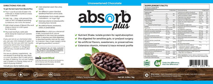 Absorb Plus Isolate Protein - Suplemento proteico semielemental con vitaminas y minerales (1 kg, Chocolate sin endulzar) – Image 4