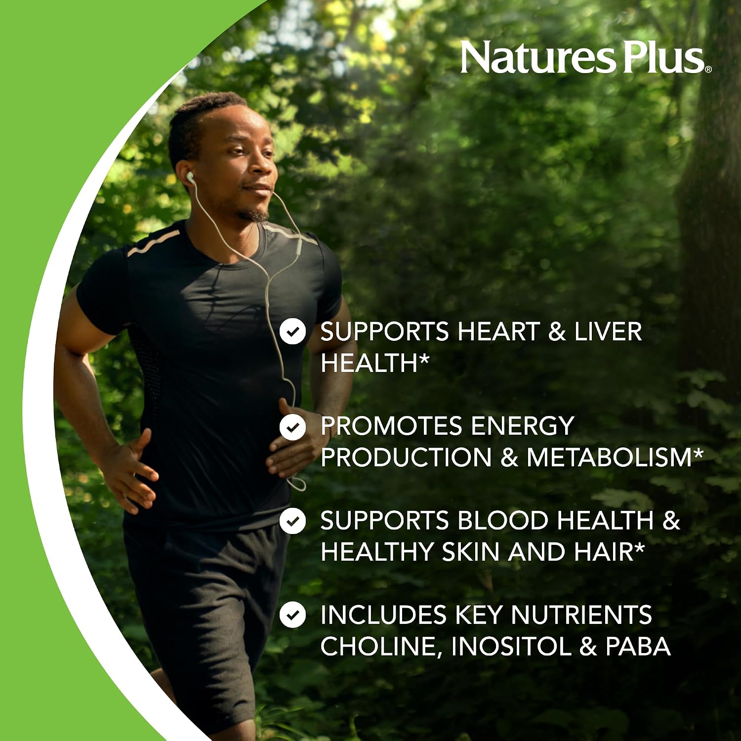 NaturesPlus Super B-50 - High Potency B Complex with Choline, Inositol & PABA - 90 Capsules