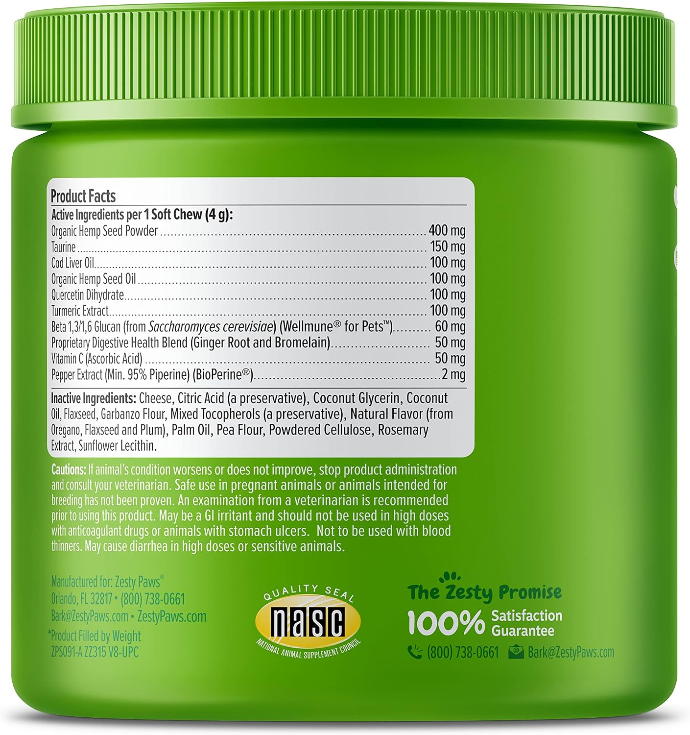 Zesty Paws Allergy Immune Soft Chews + Hemp Seed - 90 Masticables