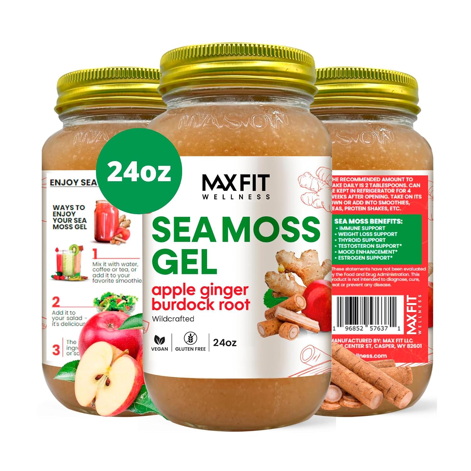 Gel de Musgo Marino (Sea Moss) Raw Coco y Piña - 24oz - Wildcrafted de Saint Lucia