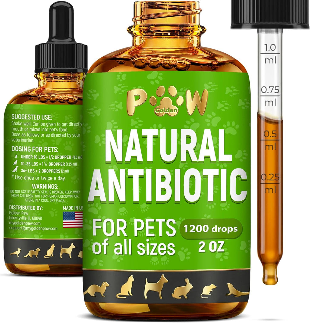 Golden Paw Antibióticos Naturales para Perros y Gatos – Gotas Orales – 2 oz (59 ml)