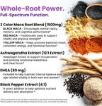PrimeMD 6 en 1 Maca orgánica, Ashwagandha y DHEA en cápsulas 1710 mg con extracto de pimienta negra - Suplemento de maca negra para hombres y mujeres, 120 cápsulas (Pack de 3)