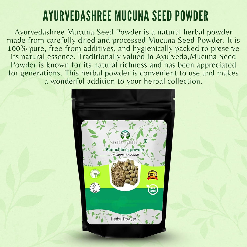 AYURVEDASHREE Mucuna Seed Powder 200g | Kapikacchu | Kaunch Beej