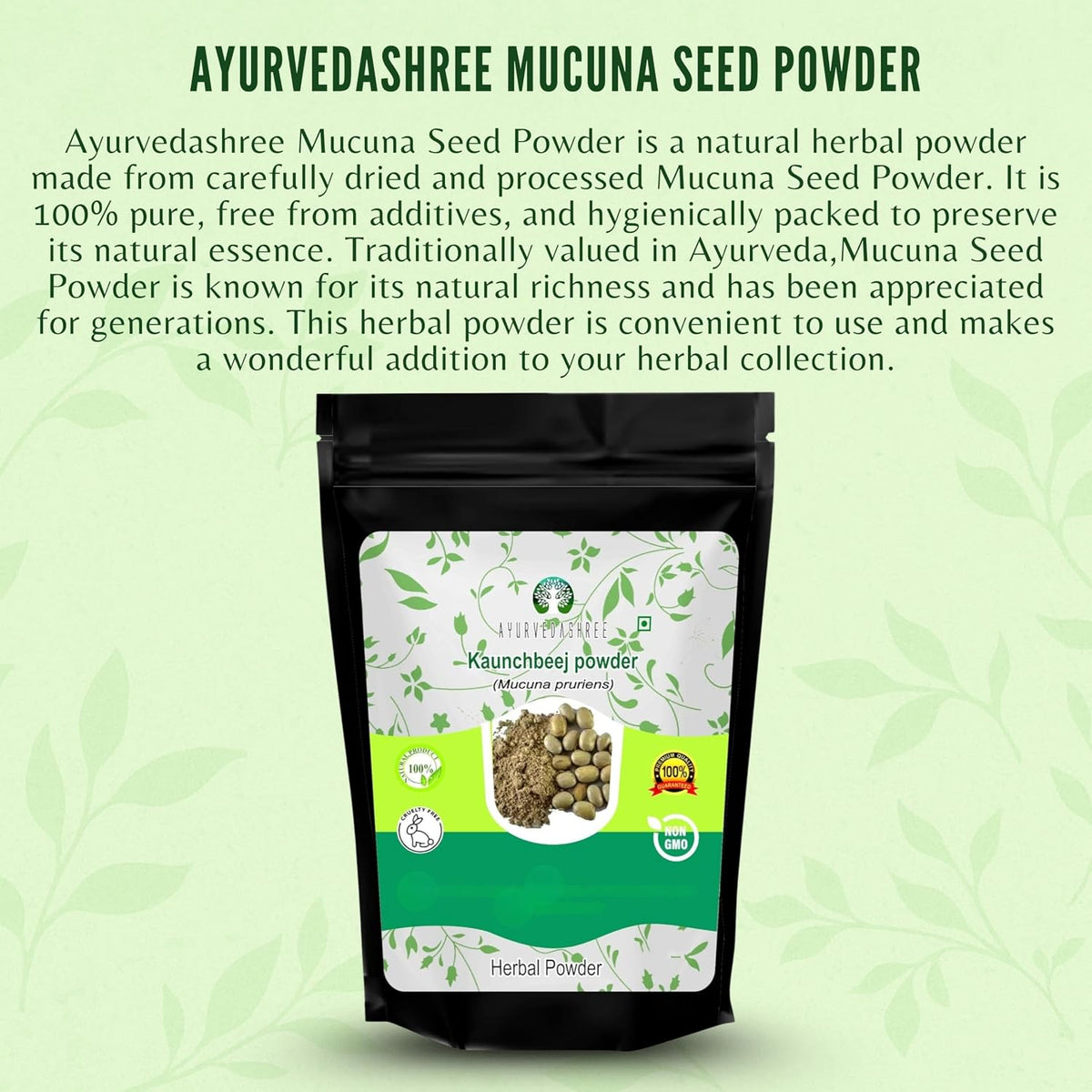 AYURVEDASHREE Mucuna Seed Powder 200g | Kapikacchu | Kaunch Beej – Image 3