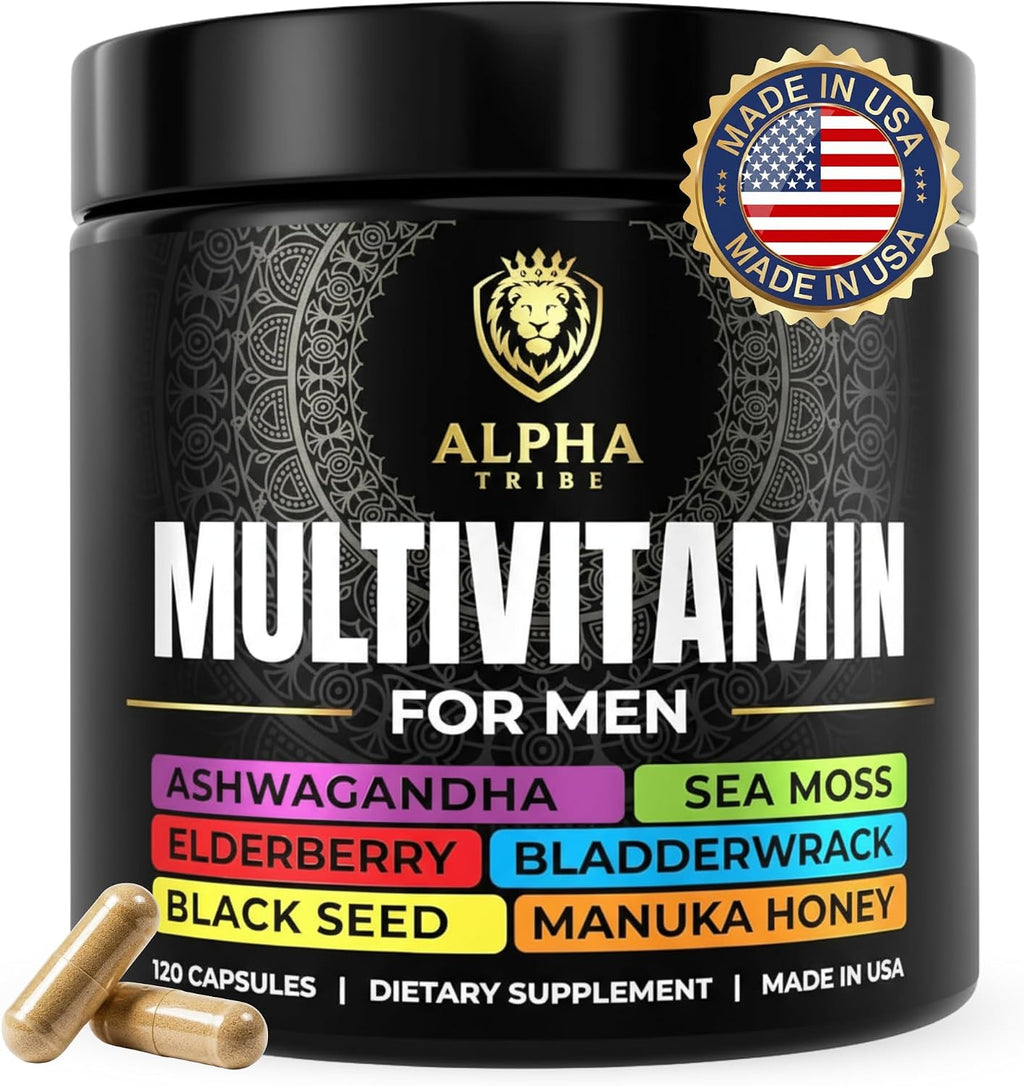 Alpha Tribe Multivitamínico para Hombres con Seamoss, Ashwagandha, Black Seed Oil y Más