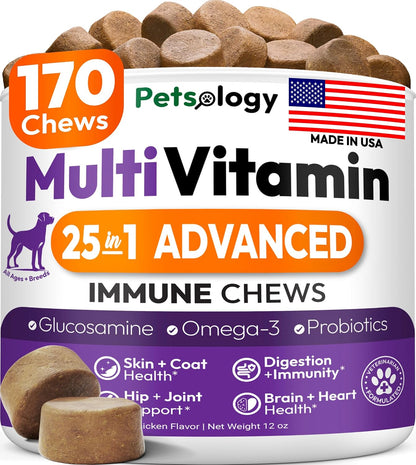 Petsology Multivitamínico Masticable para Perros - 170 Comprimidos - con Glucosamina y Condroitina – Image 1