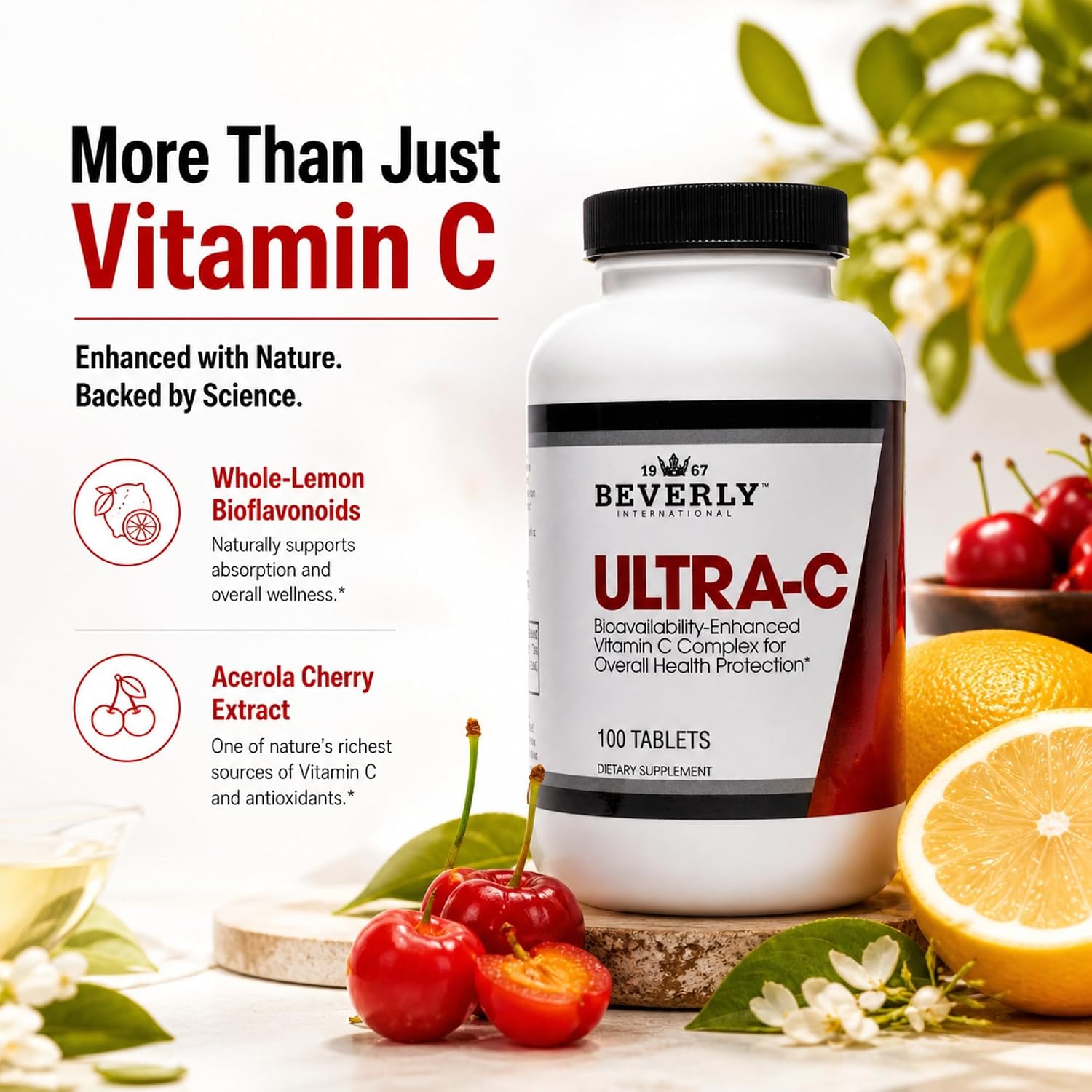 Beverly International Ultra-C, 100 comprimidos de vitamina C de liberación prolongada, 2000 mg