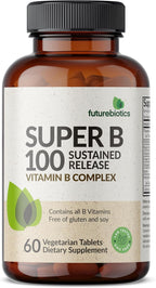 Futurebiotics Super B 100 Liberación Sostenida Complejo de Vitaminas B No Transgénico, 60 Comprimidos Vegetarianos