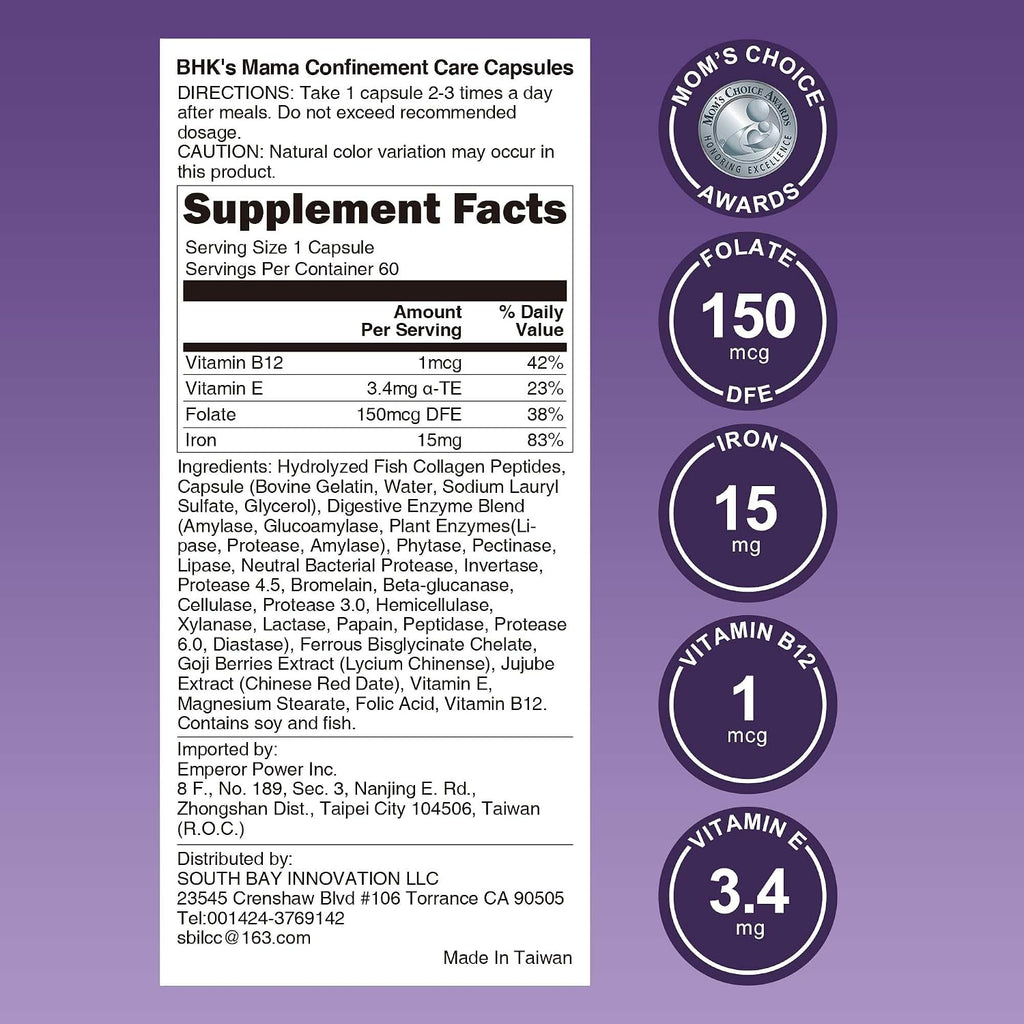 BHK's Postnatal Vitamin – 60 Cápsulas