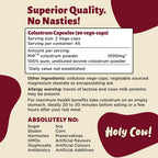 Holy Cow Health Cápsulas de Calostro Puro, Sin Diluir, Altamente Bioactivo - Origen Ético Nueva Zelanda - Apoya Salud Intestinal, Inmunidad y Bienestar