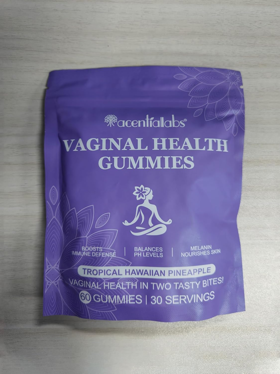 Feminine PH Balance Gummies for Women - Gominolas de Probióticos con Sabor a Piña Natural - Vegano, Sin Gluten - 30 Dosis