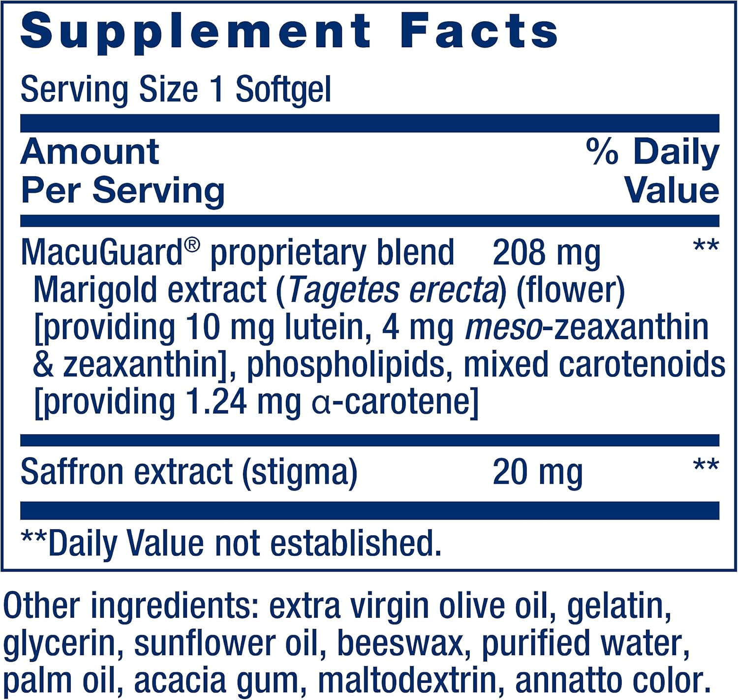Life Extension MacuGuard Ocular Support con Azafrán – 60 Cápsulas Blandas