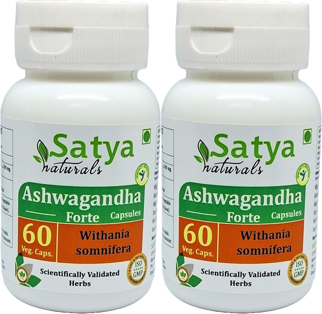 Ashwagandha Forte Cápsulas 500 mg – 60 Cápsulas Vegetales – Satya Naturals (Pack de 4)