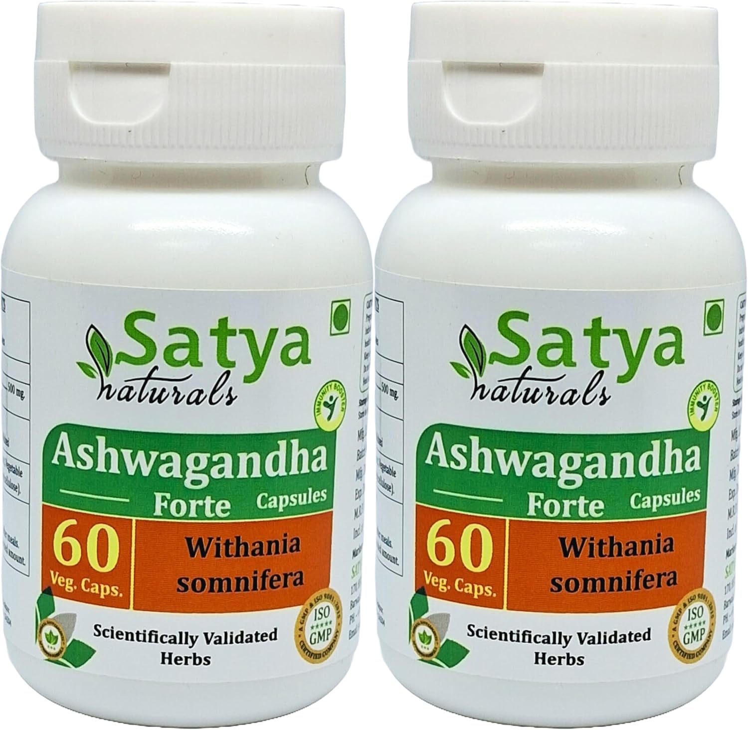 Ashwagandha Forte Cápsulas 500 mg – 60 Cápsulas Vegetales – Satya Naturals (Pack de 4)