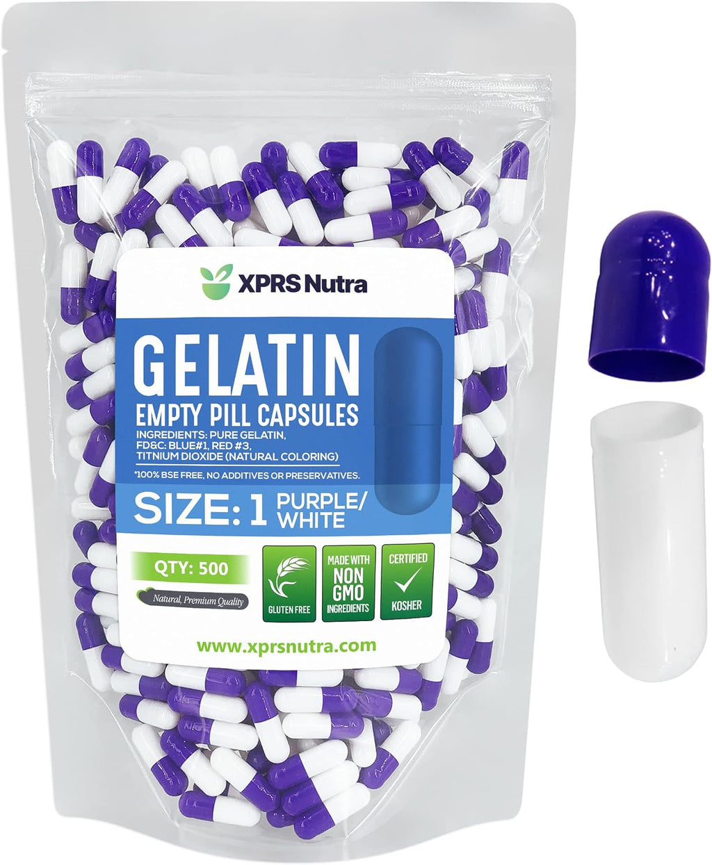 XPRS Nutra Cápsulas Vacías Tamaño 1 - 500 uds de Gelatina Bovina