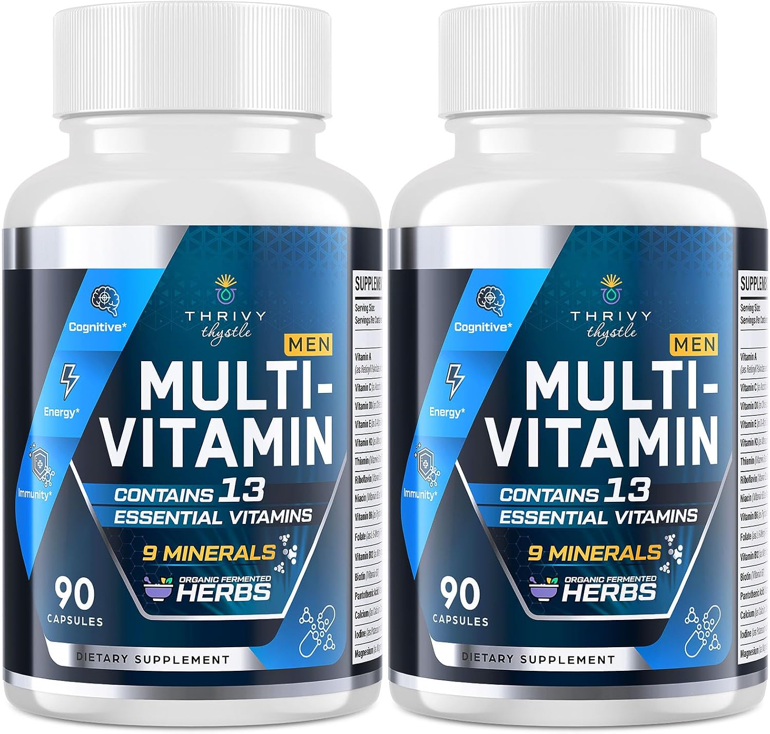 Multivitamínico para Hombres 50+ con B12 Metilada y Folato, 180 Cápsulas