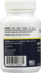 Vet One Vitamina K1 Masticables - Vitamina K1 para Perros y Gatos, Sabor Carne de Res, 50 Comprimidos, 50 mg de Fitonadiona