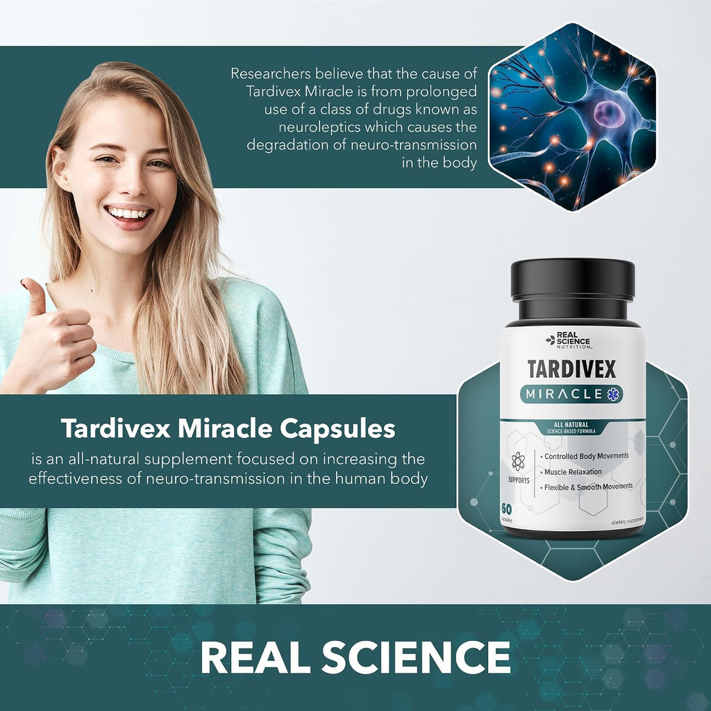 Real Science Tardivex - Suplemento de soporte nervioso con Vinitrox, GABA y vitaminas B - 60 cápsulas