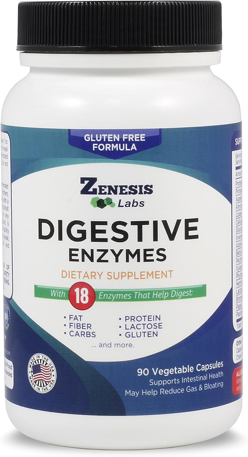 Zenesis Labs Digestive Enzymes - Multienzima Digestivo con 18 Enzimas - 90 Cápsulas