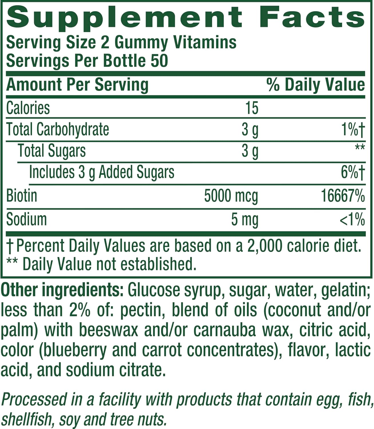 Vitafusion Biotina Extra Fuerte Gomitas, Sabor Arándano, 5000 mcg, 100 unidades