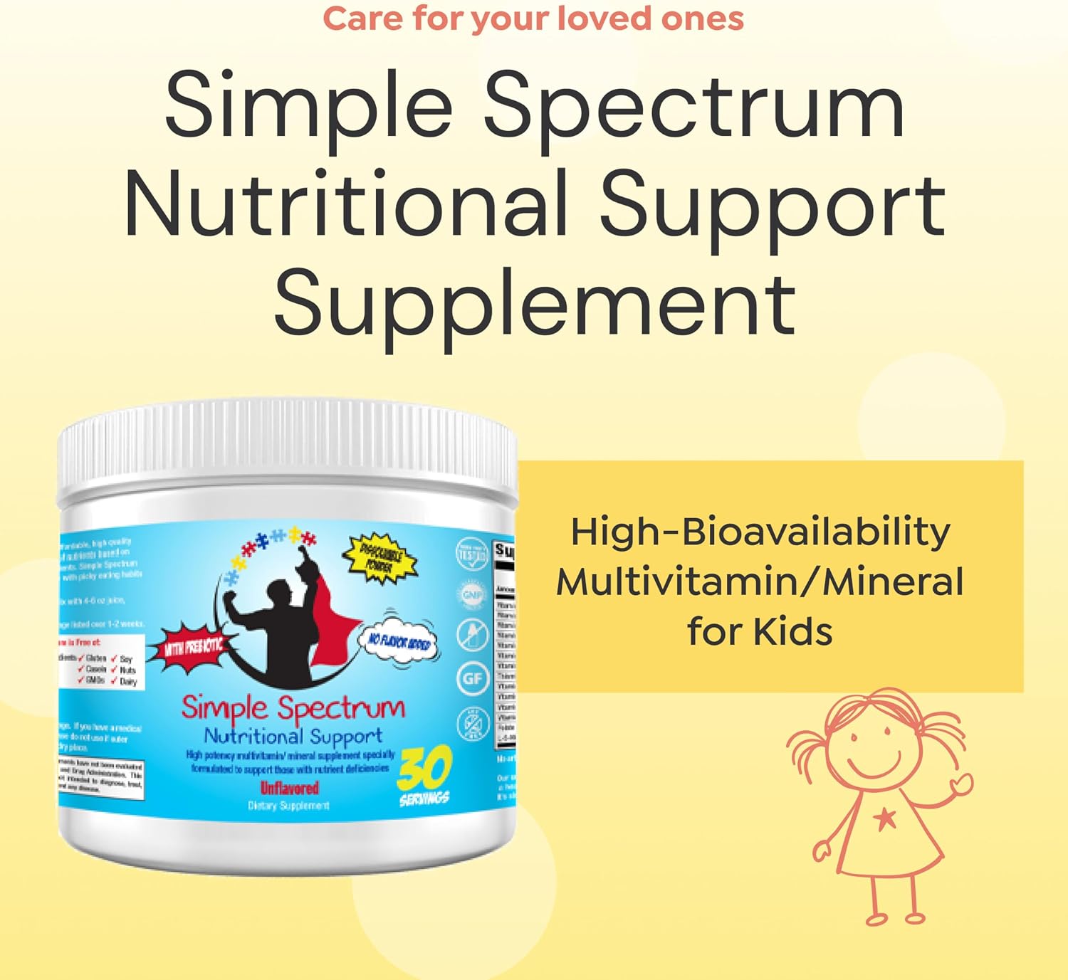 Simple Spectrum Multivitamínico Infantil - Fórmula en Polvo sin Azúcares Añadidos ni Ingredientes Artificiales