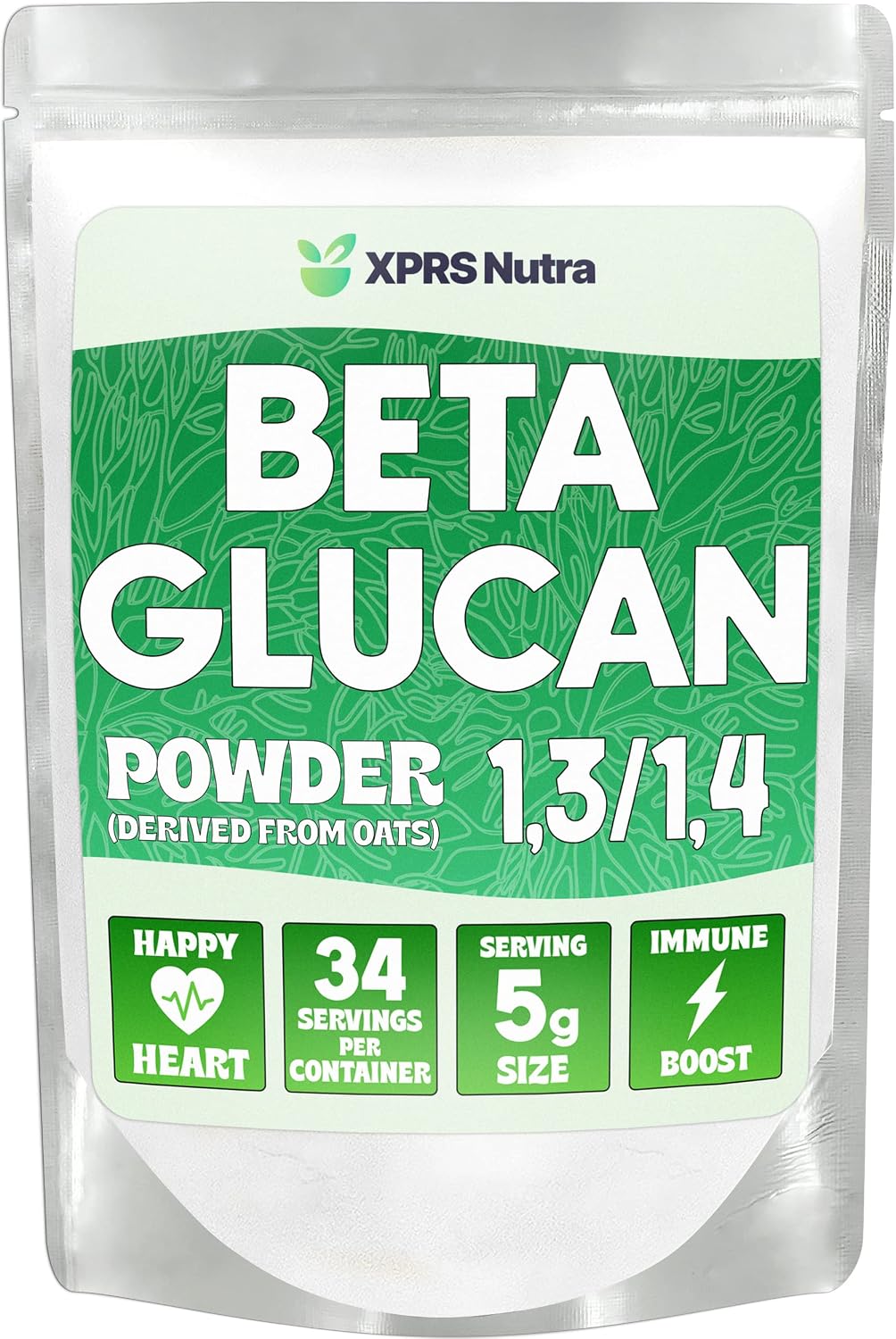 XPRS Nutra Polvo de Beta Glucano de Avena - Sin Sabor, No Transgénico, Vegano (170 g)