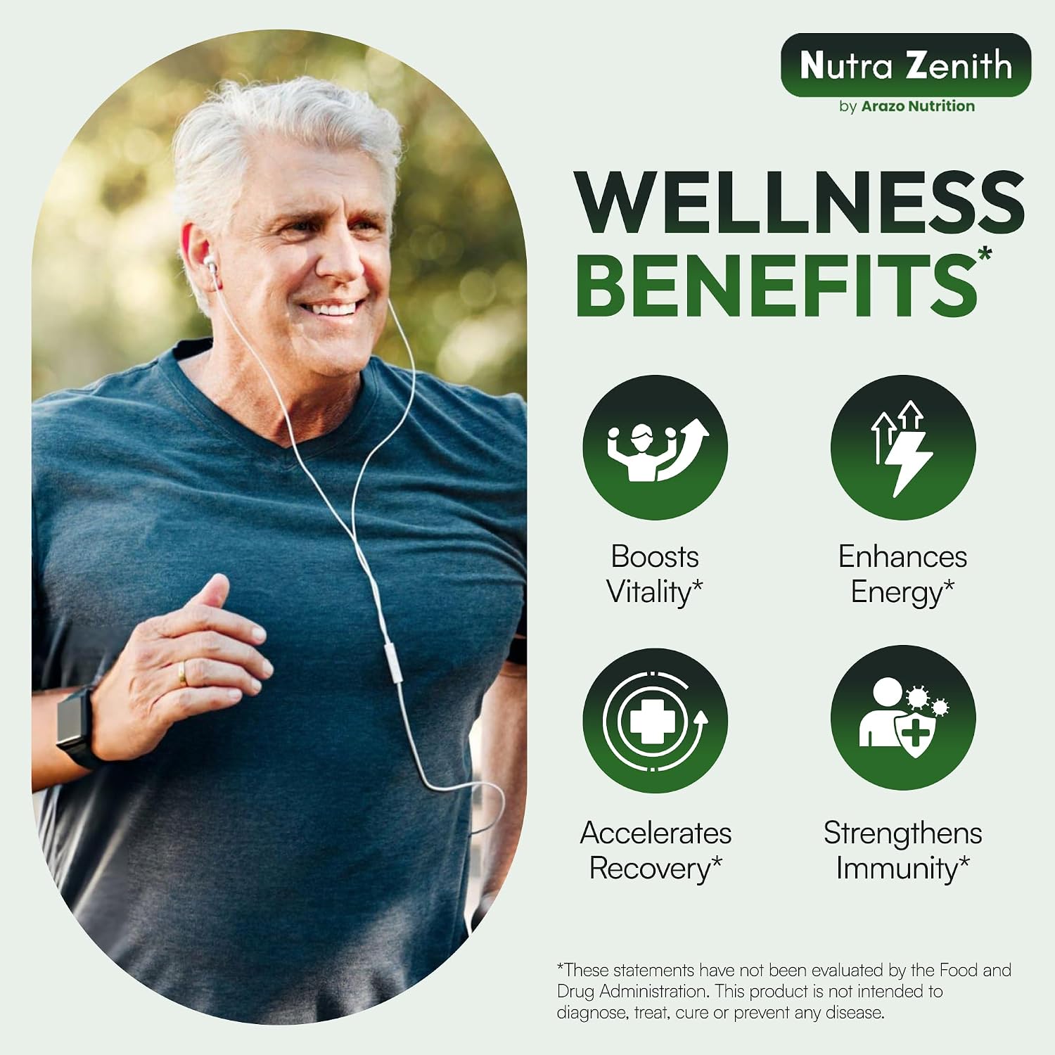 Arazo Nutrition AKG Suplemento Antiedad y Energía con Vitamina B6, Vitamina C y L-Arginina - 60 Cápsulas