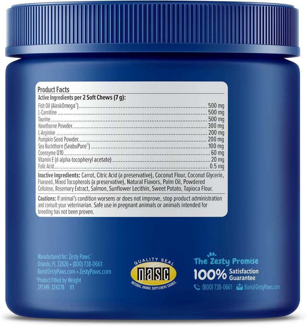 Zesty Paws Apoyo Cardiovascular para Perros Mayores - 90 Masticables