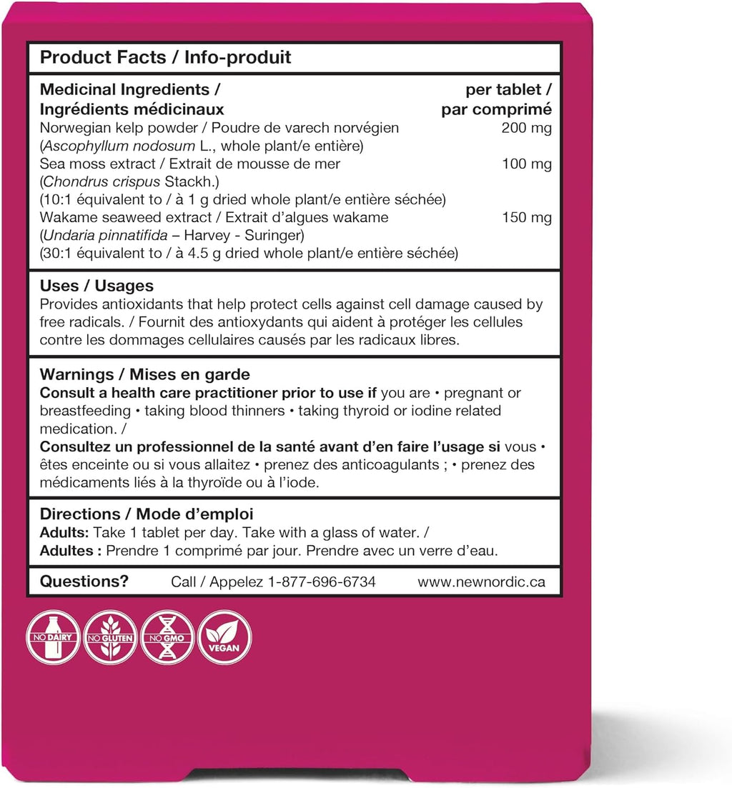 New Nordic Extracto de Irish Sea Moss - Complejo Tri-Alga con Kelp Noruego y Wakame, Vegano y Sin Gluten, 30 Comprimidos