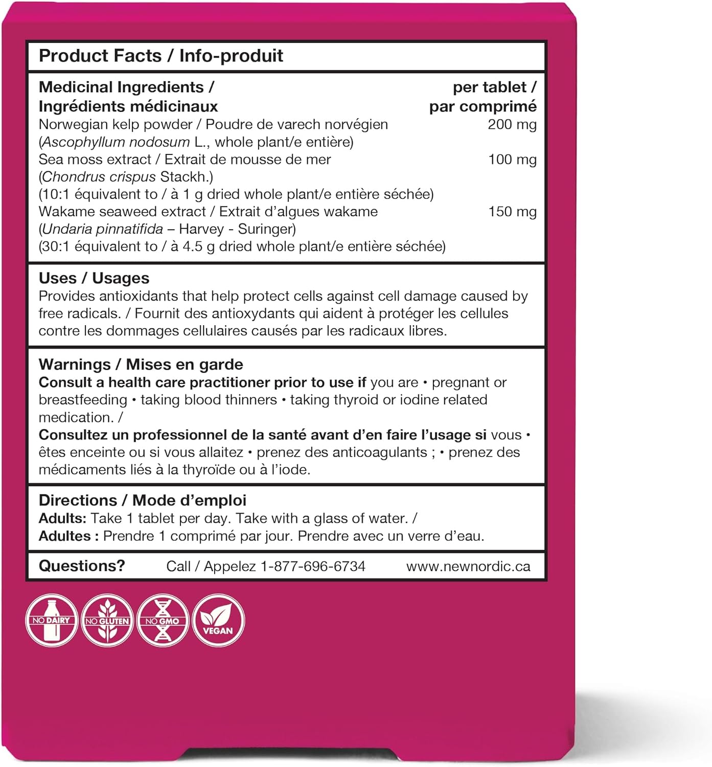 New Nordic Extracto de Irish Sea Moss - Complejo Tri-Alga con Kelp Noruego y Wakame, Vegano y Sin Gluten, 30 Comprimidos