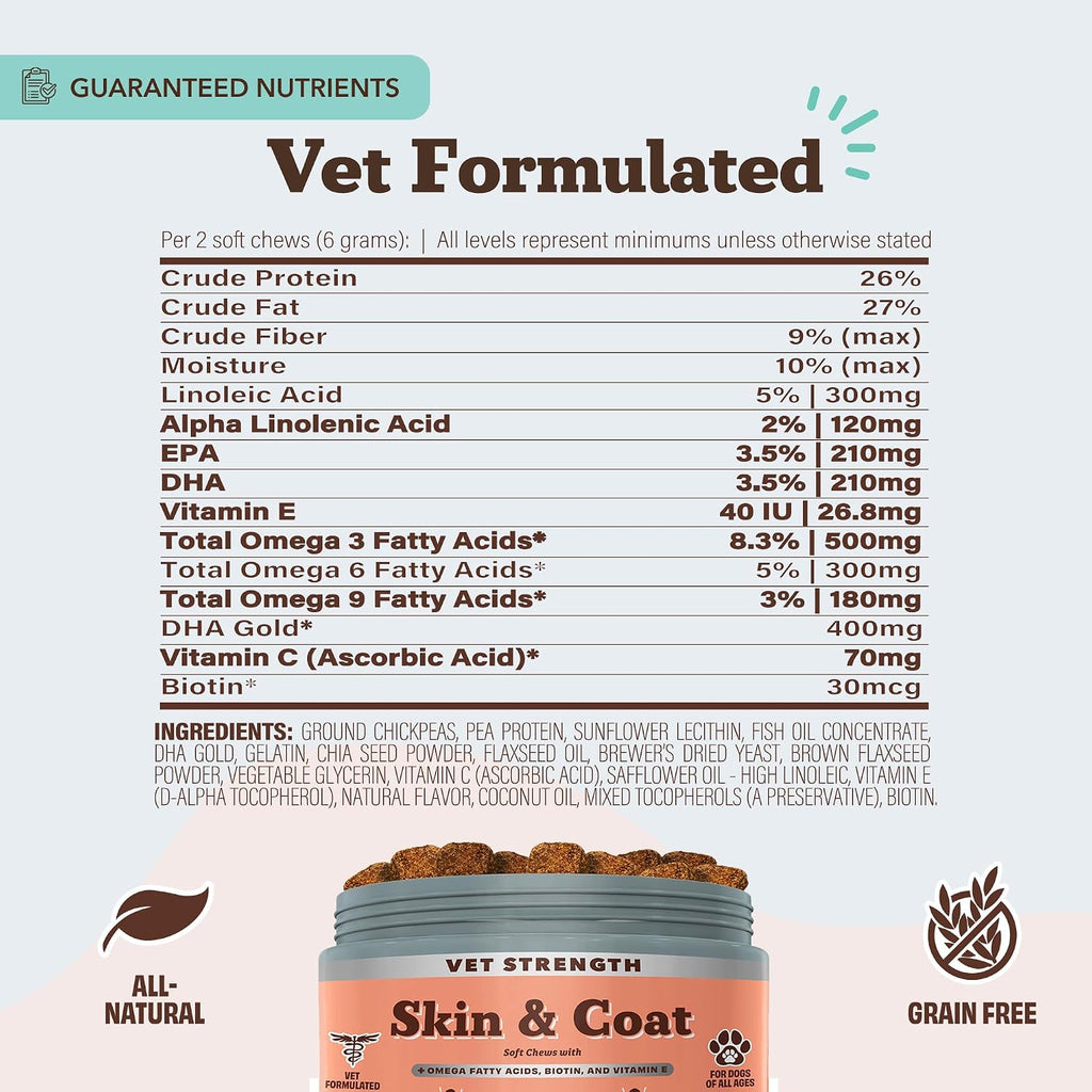 Natural Dog Company Omega Skin & Coat Chews para Perros – Fórmula Veterinaria