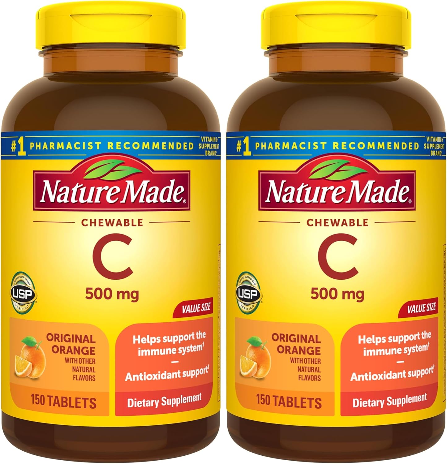 Nature Made Vitamin C 500 mg Chewable Orange Flavor Tablets – 4-Pack (240 Tablets)